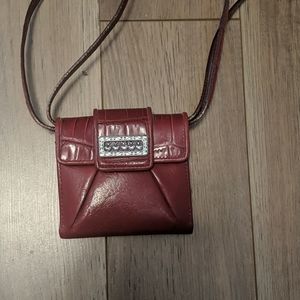 Red leather like new Brighton bag 4"x4"